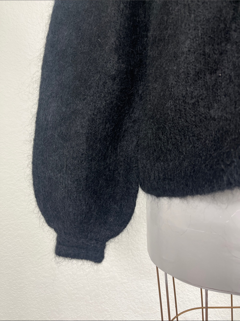 Sezane Gilet Angie Noir Kid Mohair Cardigan Sweater - Picture 5 of 14
